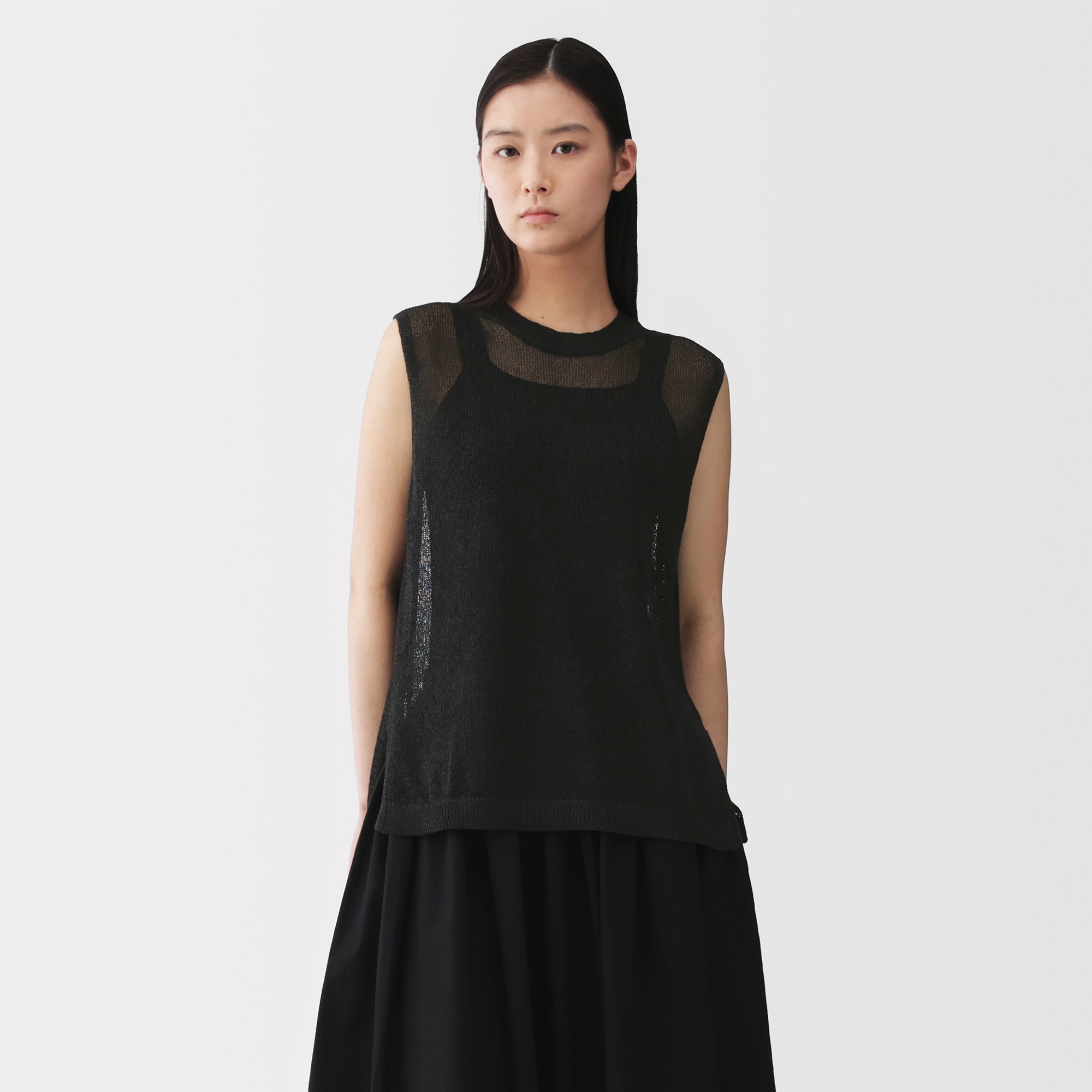 婦人　和紙混スリーブレスセーター