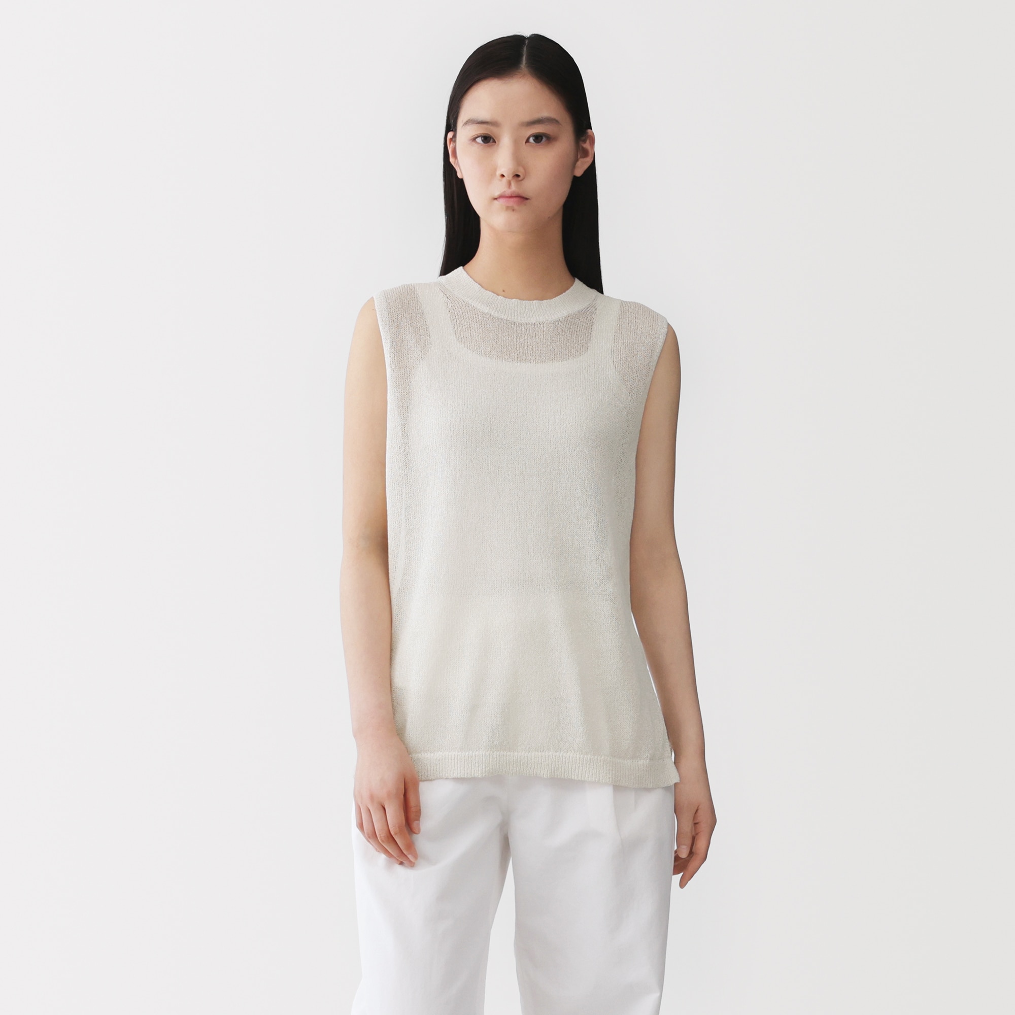 婦人　和紙混スリーブレスセーター