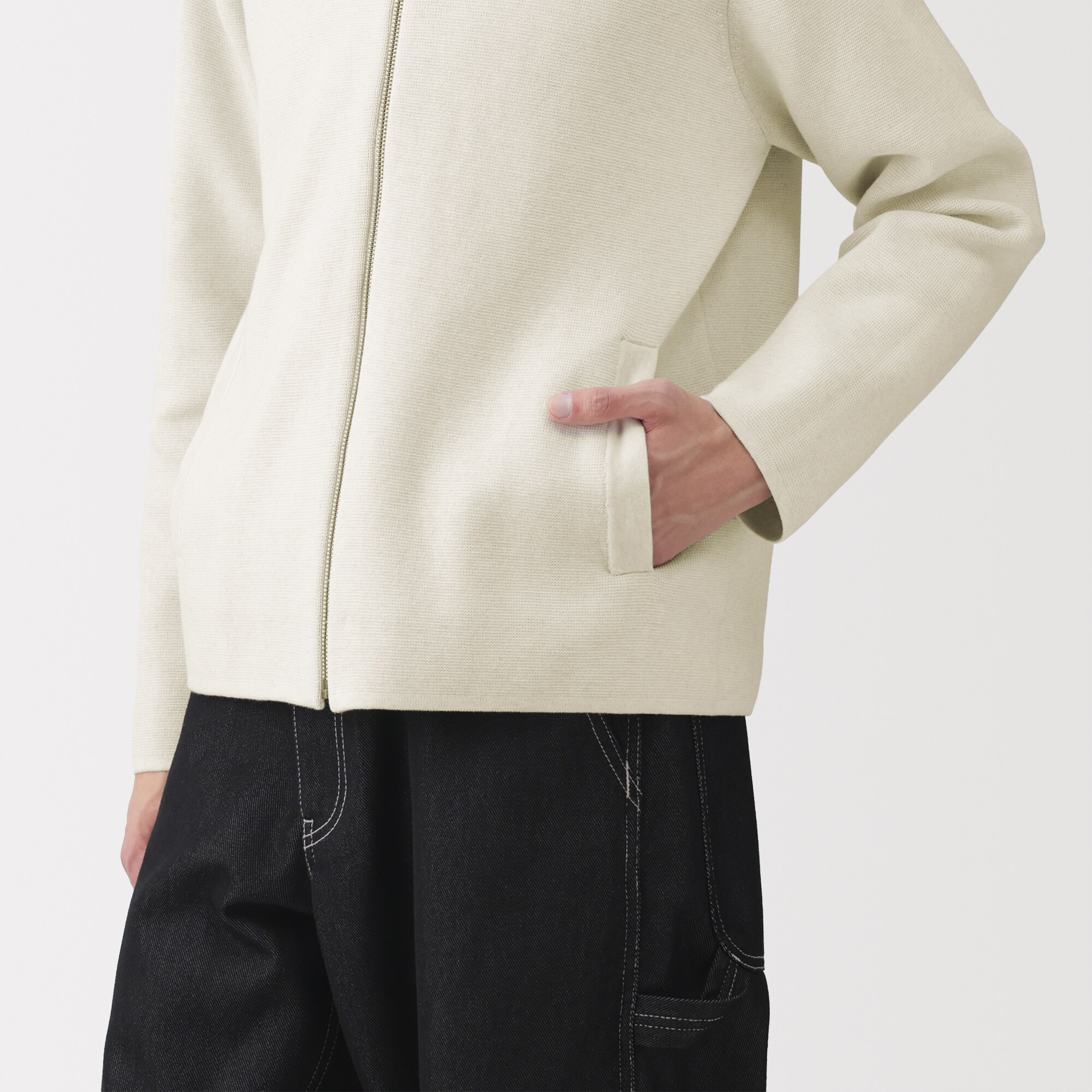 紳士 コットンミラノリブ襟付きジップカーディガン | 無印良品