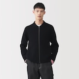 紳士　コットンミラノリブ襟付きジップカーディガン