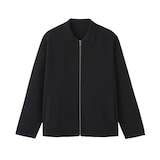 紳士　コットンミラノリブ襟付きジップカーディガン