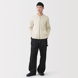 紳士　コットンミラノリブ襟付きジップカーディガン