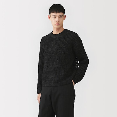 紳士 メリノウールローゲージクルーネックセーター | 無印良品