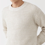 紳士　強撚コットンローゲージ長袖セーター