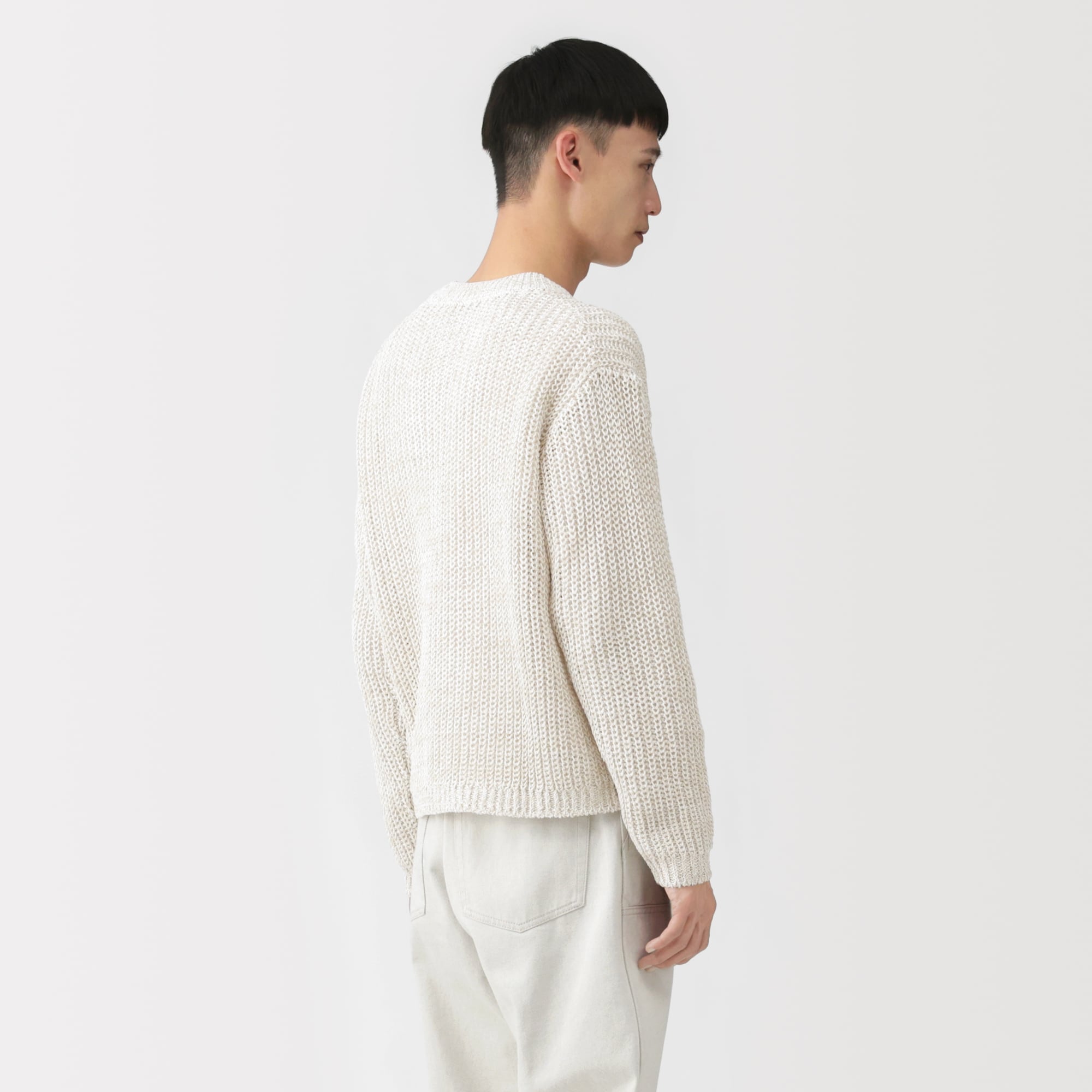 紳士　強撚コットンローゲージ長袖セーター