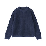 紳士　強撚コットンローゲージ長袖セーター