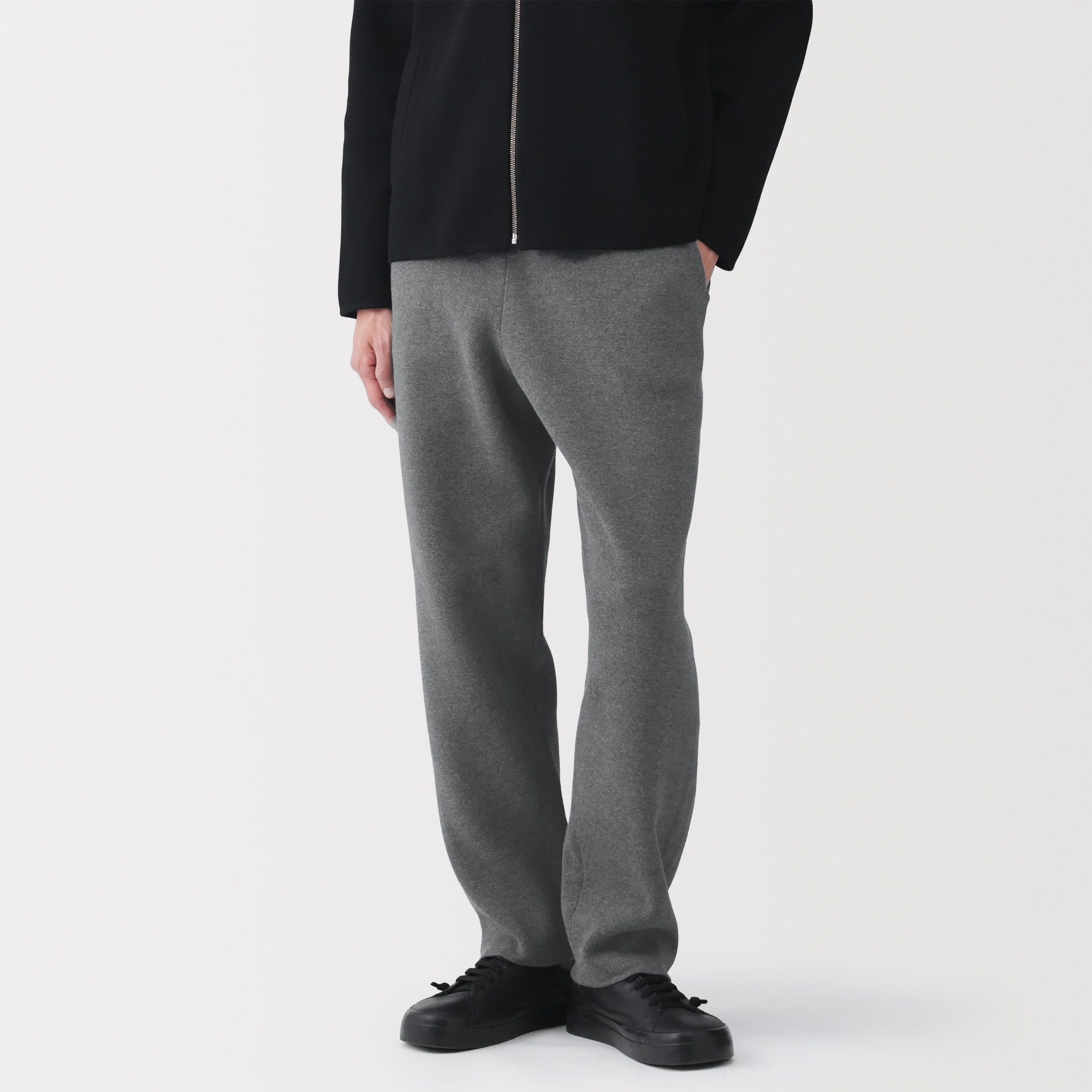 紳士　コットンミラノリブニットイージーパンツ