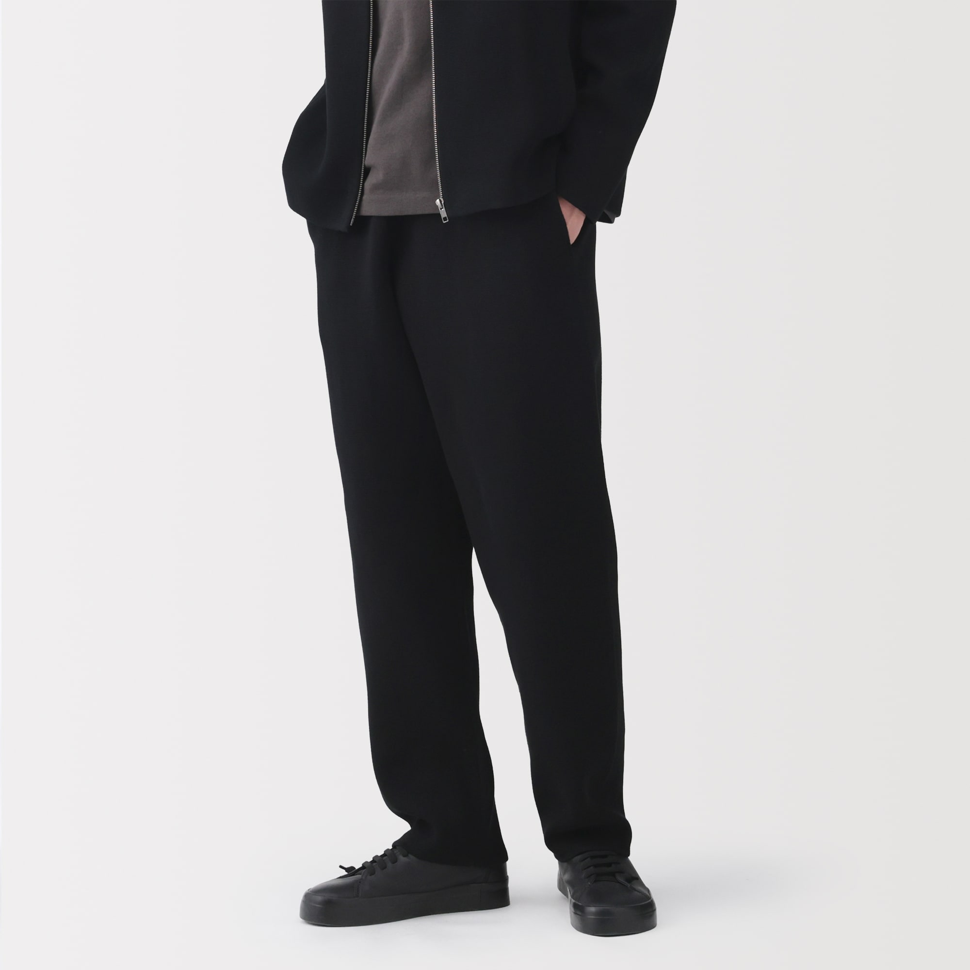 紳士　コットンミラノリブニットイージーパンツ