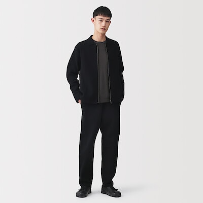 紳士　コットンミラノリブニットイージーパンツ