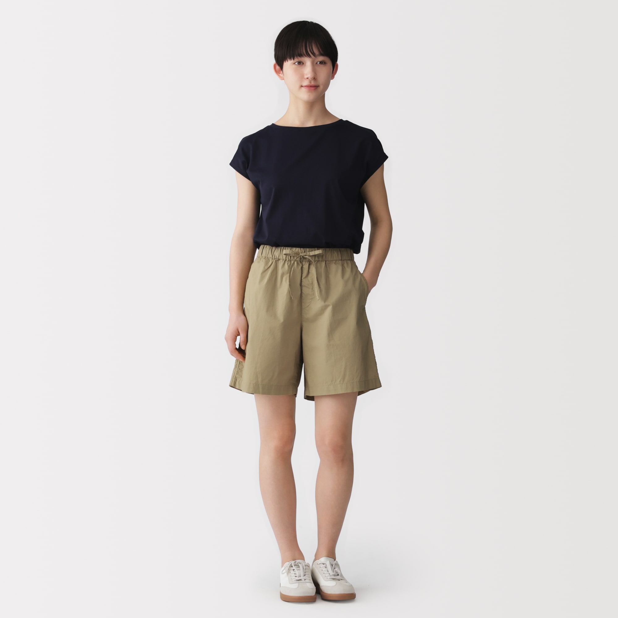 婦人　洗いざらし　ブロードショートパンツ