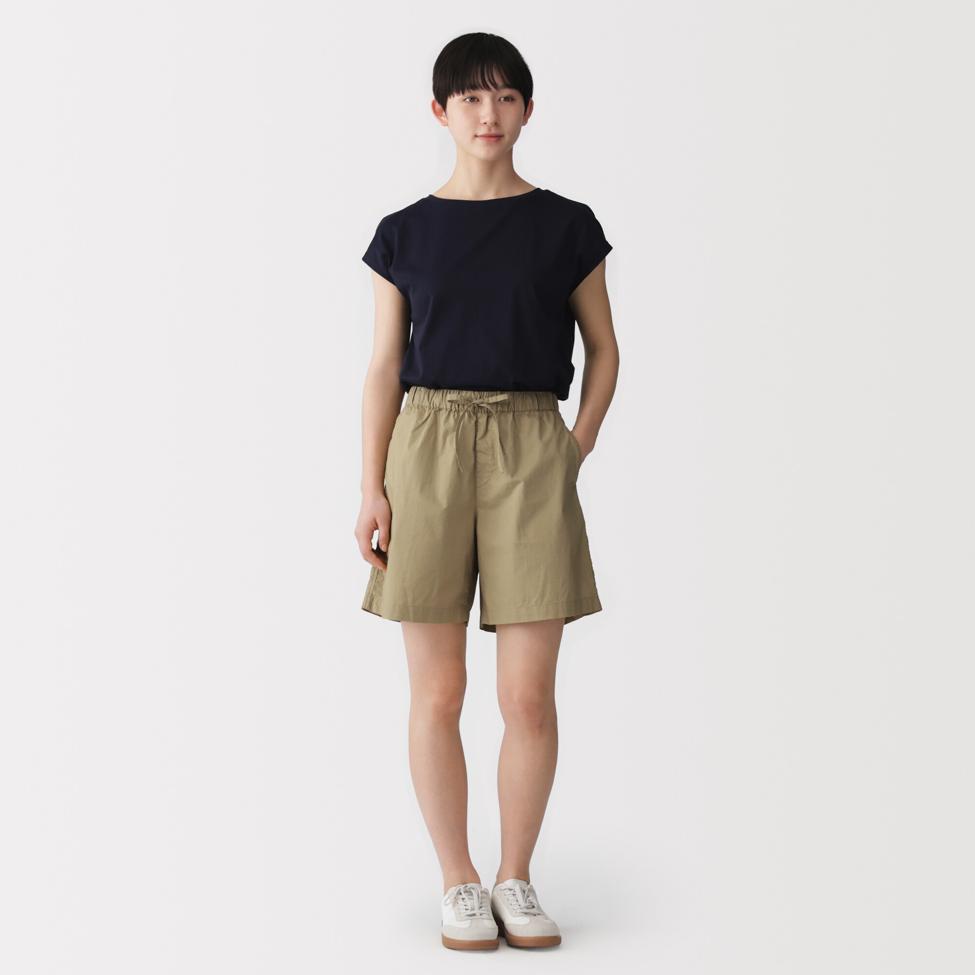 婦人　洗いざらし　ブロードショートパンツ