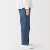 婦人　洗いざらし　デニムイージーテーパードパンツ