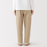 婦人　洗いざらし　コットンイージーテーパードパンツ