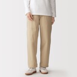 婦人　洗いざらし　コットンイージーテーパードパンツ