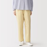 婦人　洗いざらし　コットンイージーテーパードパンツ