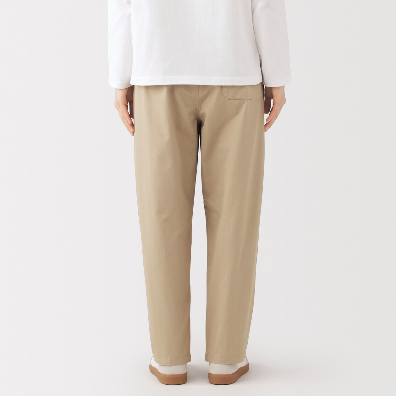 婦人　洗いざらし　コットンイージーテーパードパンツ