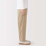 婦人　洗いざらし　コットンイージーテーパードパンツ