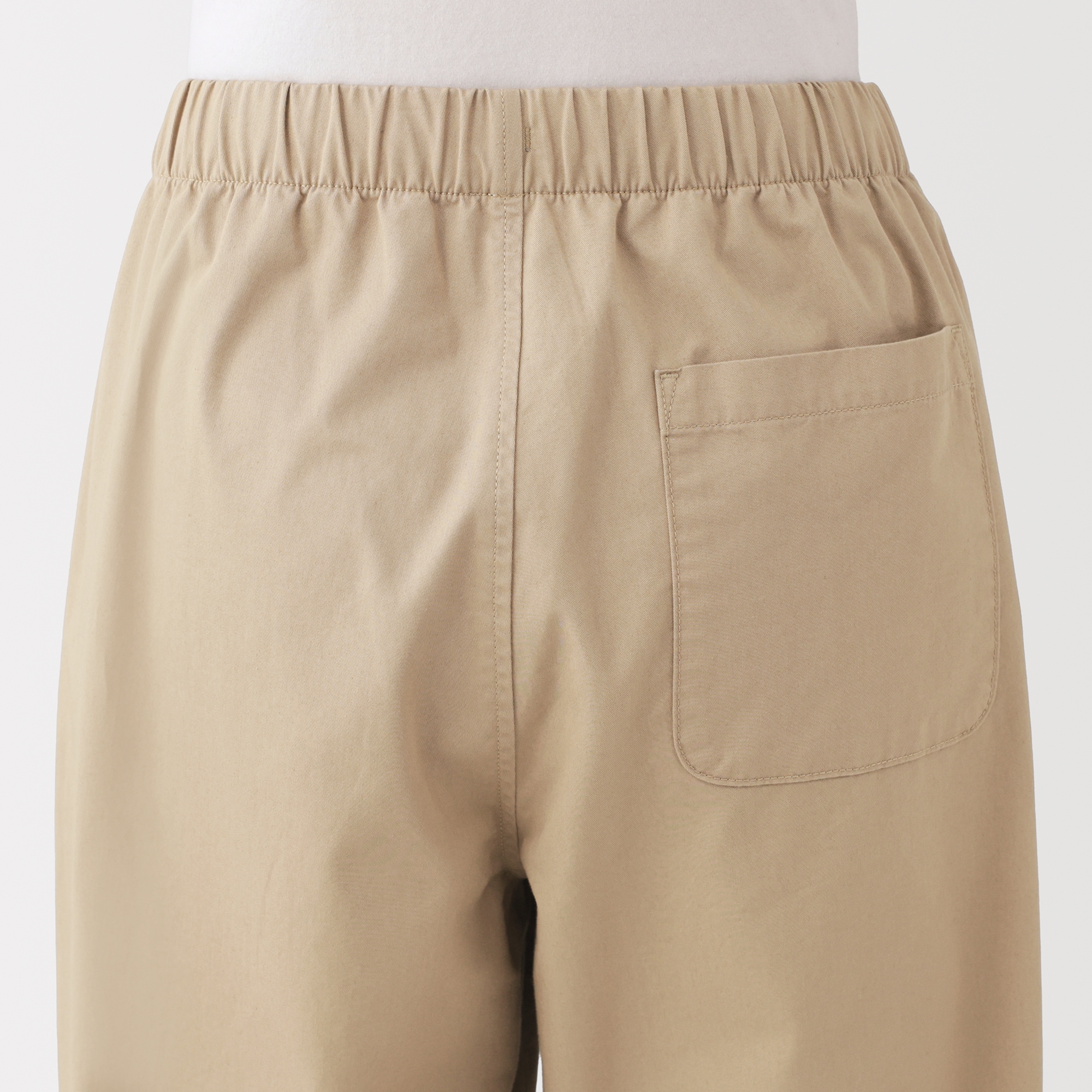 婦人　洗いざらし　コットンイージーテーパードパンツ