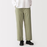 婦人　洗いざらし　コットンイージーテーパードパンツ