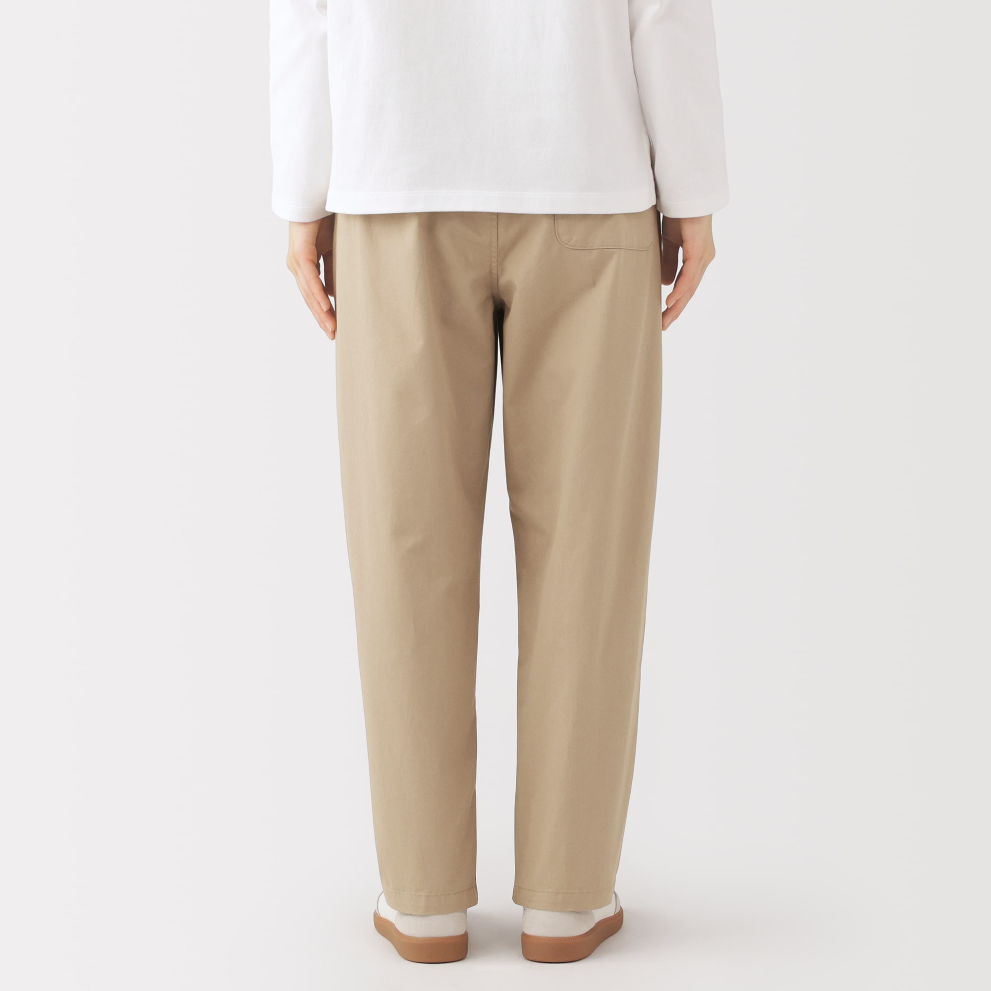 婦人　洗いざらし　コットンイージーテーパードパンツ