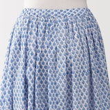 婦人　ブロックプリント　ギャザースカート