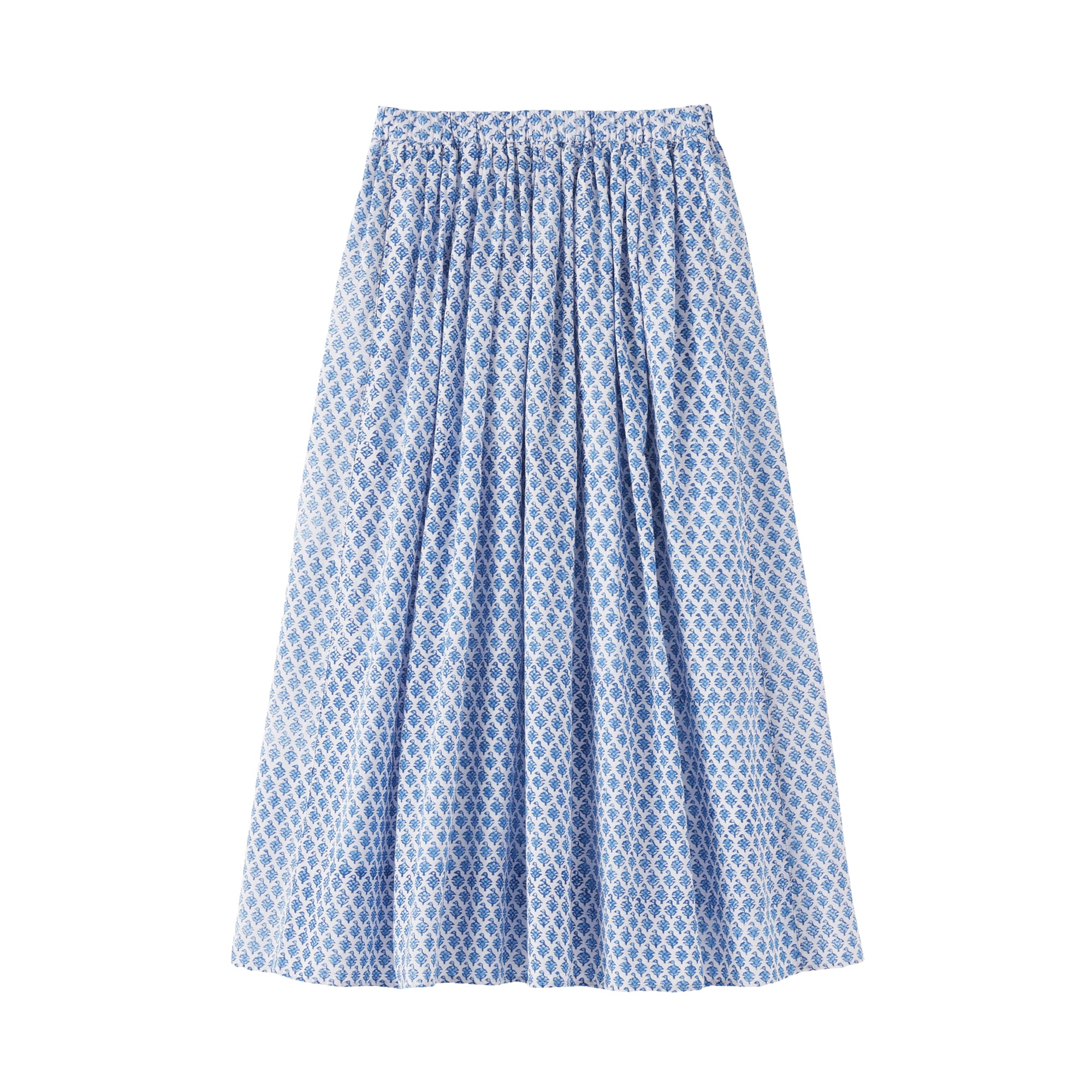 婦人　ブロックプリント　ギャザースカート
