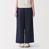 婦人　コットン　リネン　デニムイージーワイドパンツ
