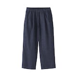 婦人　コットン　リネン　デニムイージーワイドパンツ