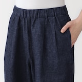 婦人　コットン　リネン　デニムイージーワイドパンツ