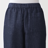 婦人　コットン　リネン　デニムイージーワイドパンツ