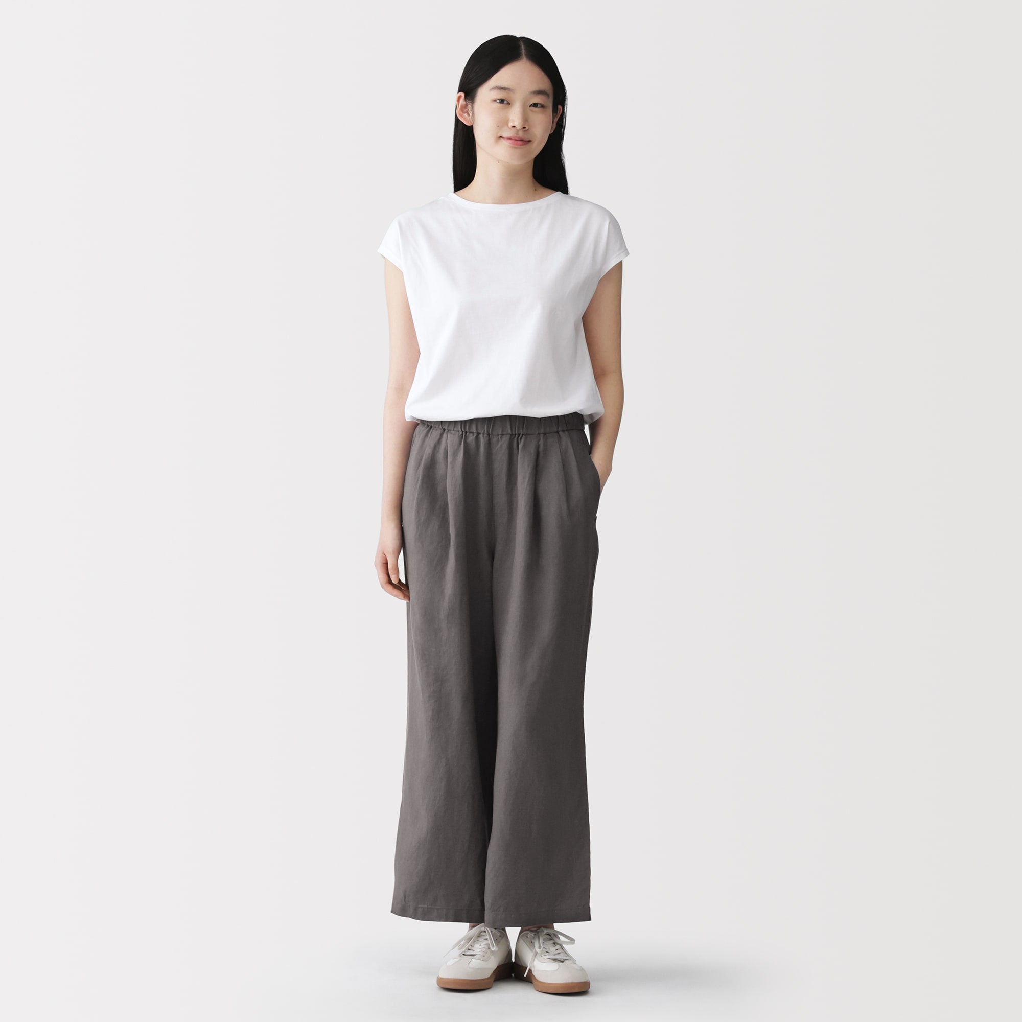 婦人 リネン 洗いざらしイージーワイドパンツ | 無印良品