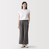 婦人　リネン　洗いざらしイージーワイドパンツ
