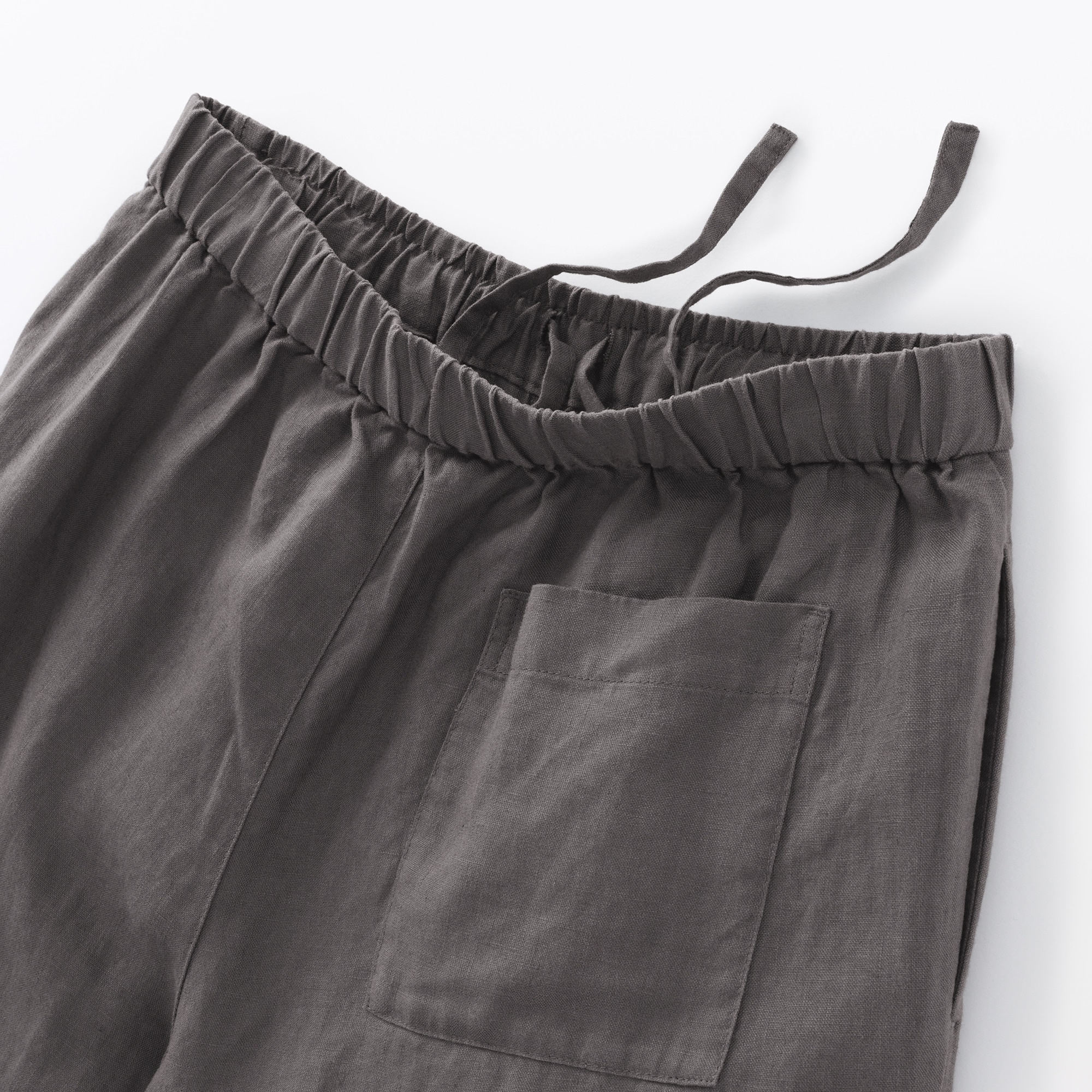 婦人　リネン　洗いざらしイージーワイドパンツ