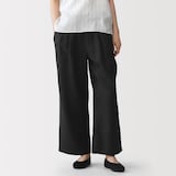 婦人　リネン　洗いざらしイージーワイドパンツ