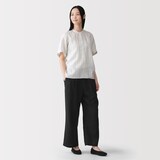 婦人　リネン　洗いざらしイージーワイドパンツ