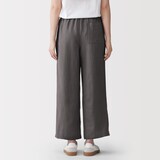 婦人　リネン　洗いざらしイージーワイドパンツ