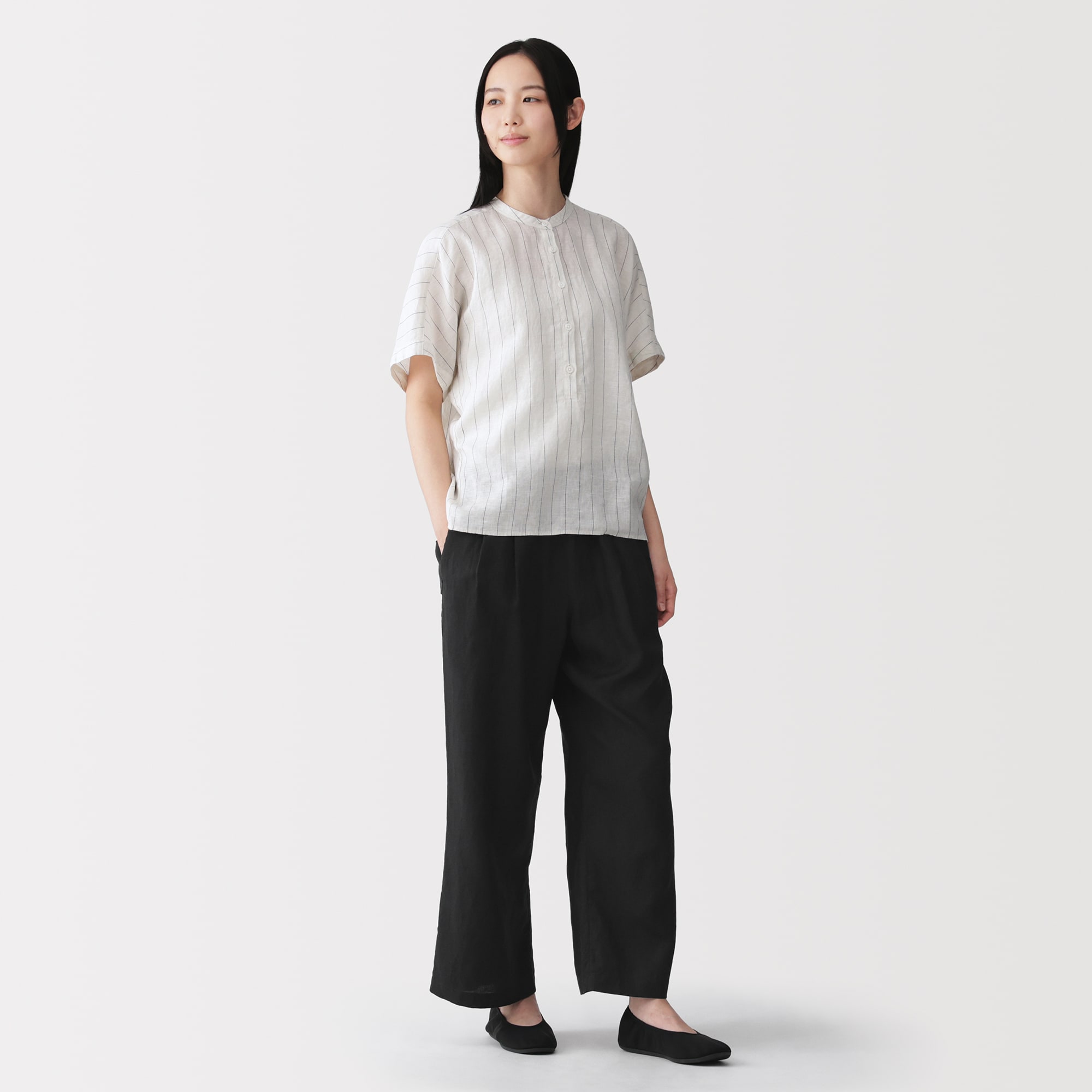 婦人 リネン 洗いざらしイージーワイドパンツ | 無印良品