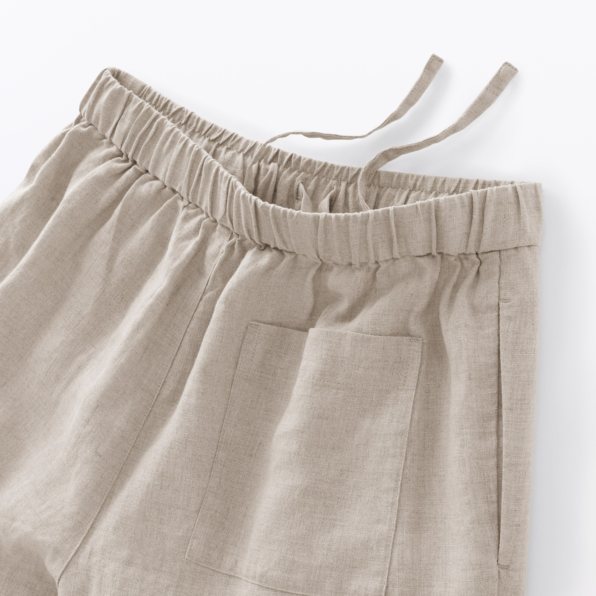 婦人　リネン　洗いざらしイージーワイドパンツ