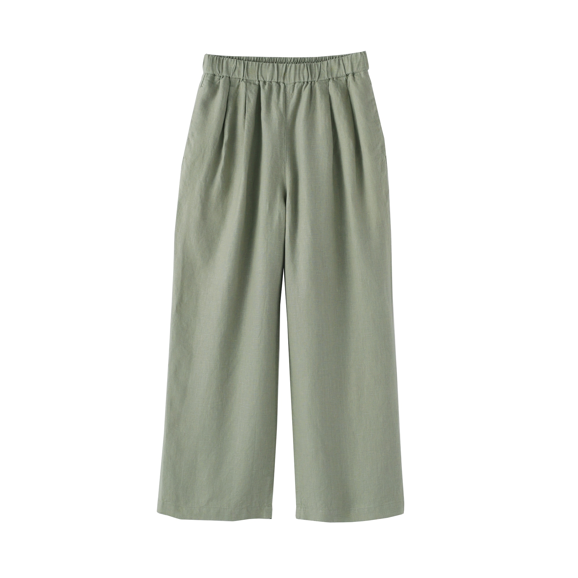 婦人　リネン　洗いざらしイージーワイドパンツ