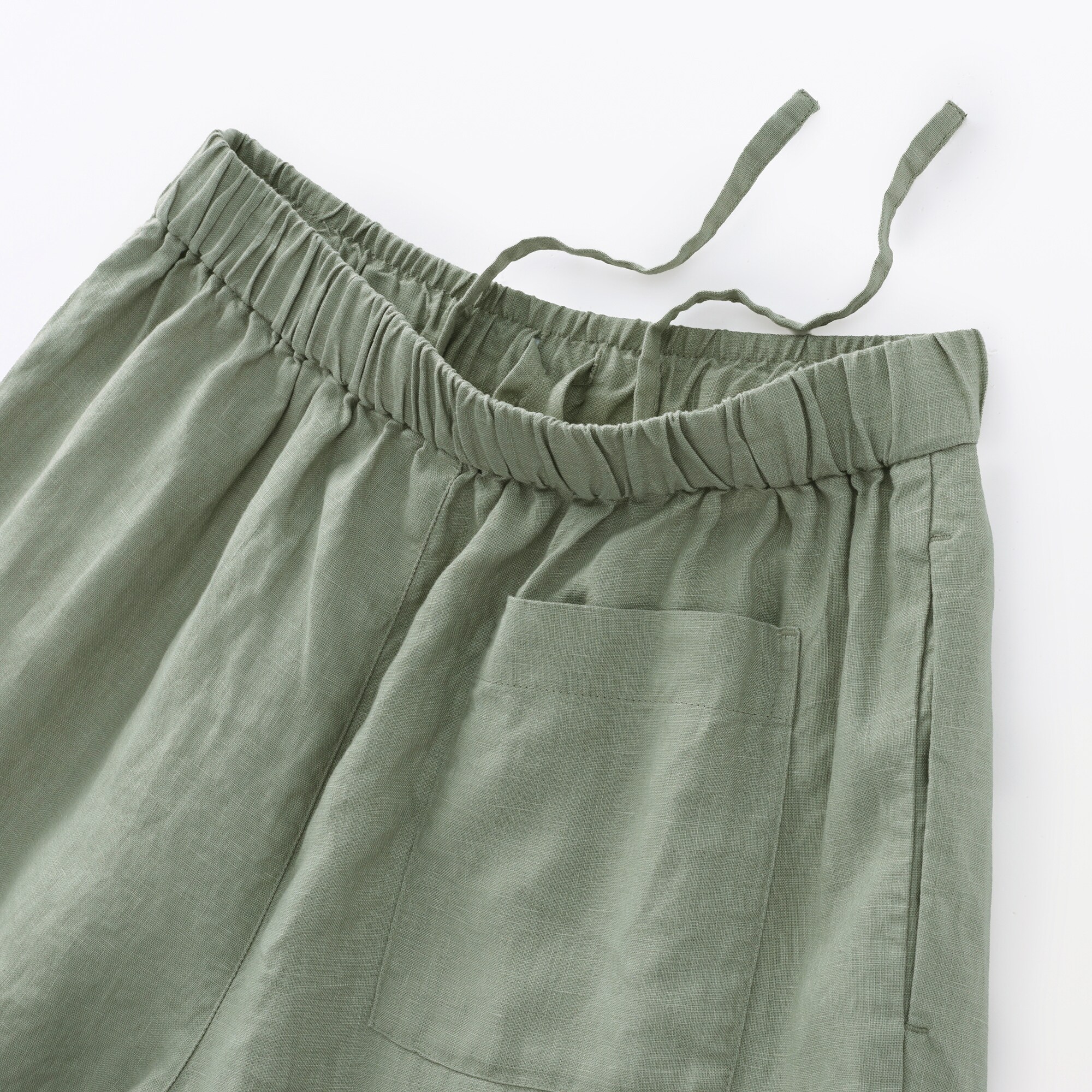 婦人　リネン　洗いざらしイージーワイドパンツ