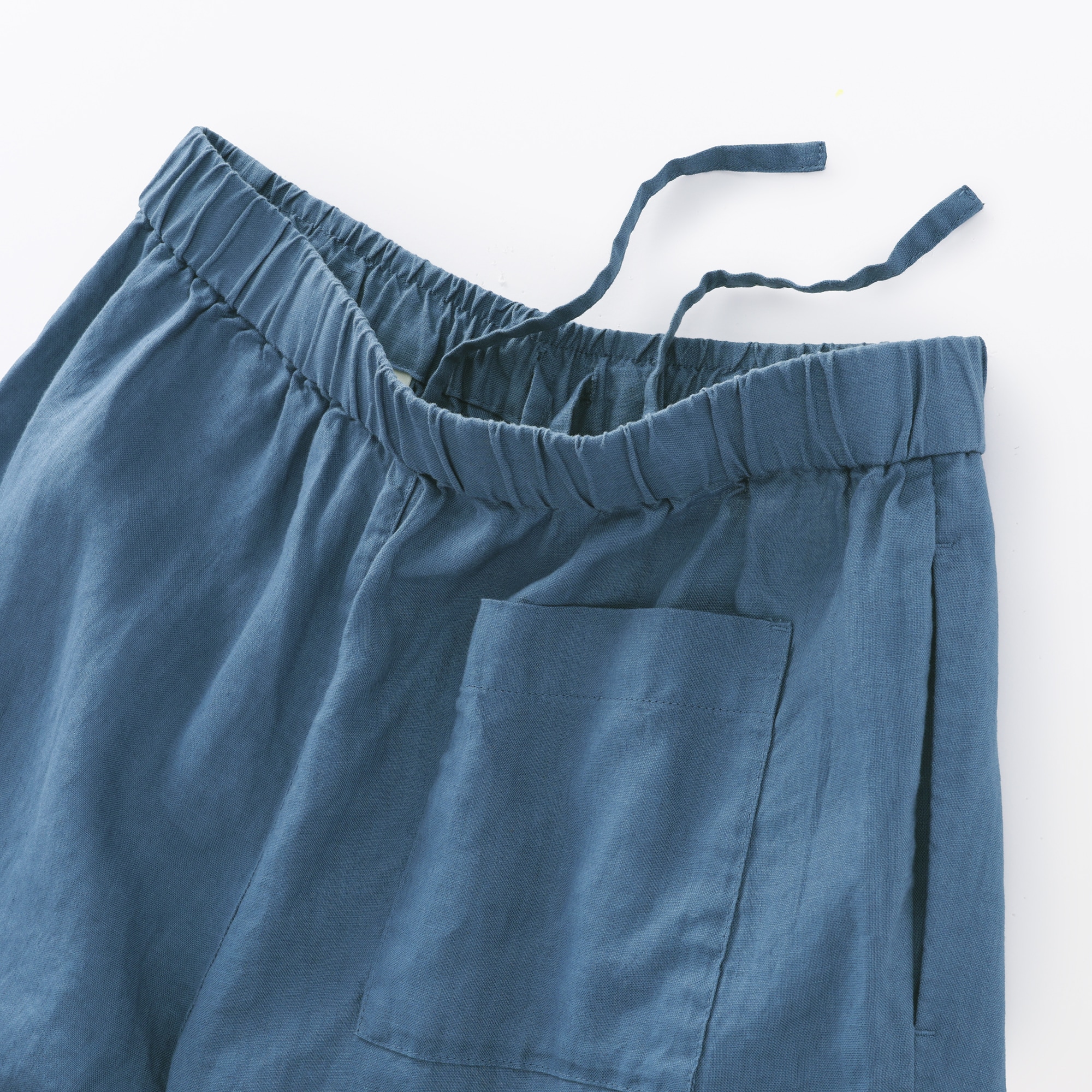 婦人　リネン　洗いざらしイージーワイドパンツ