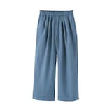 婦人　リネン　洗いざらしイージーワイドパンツ