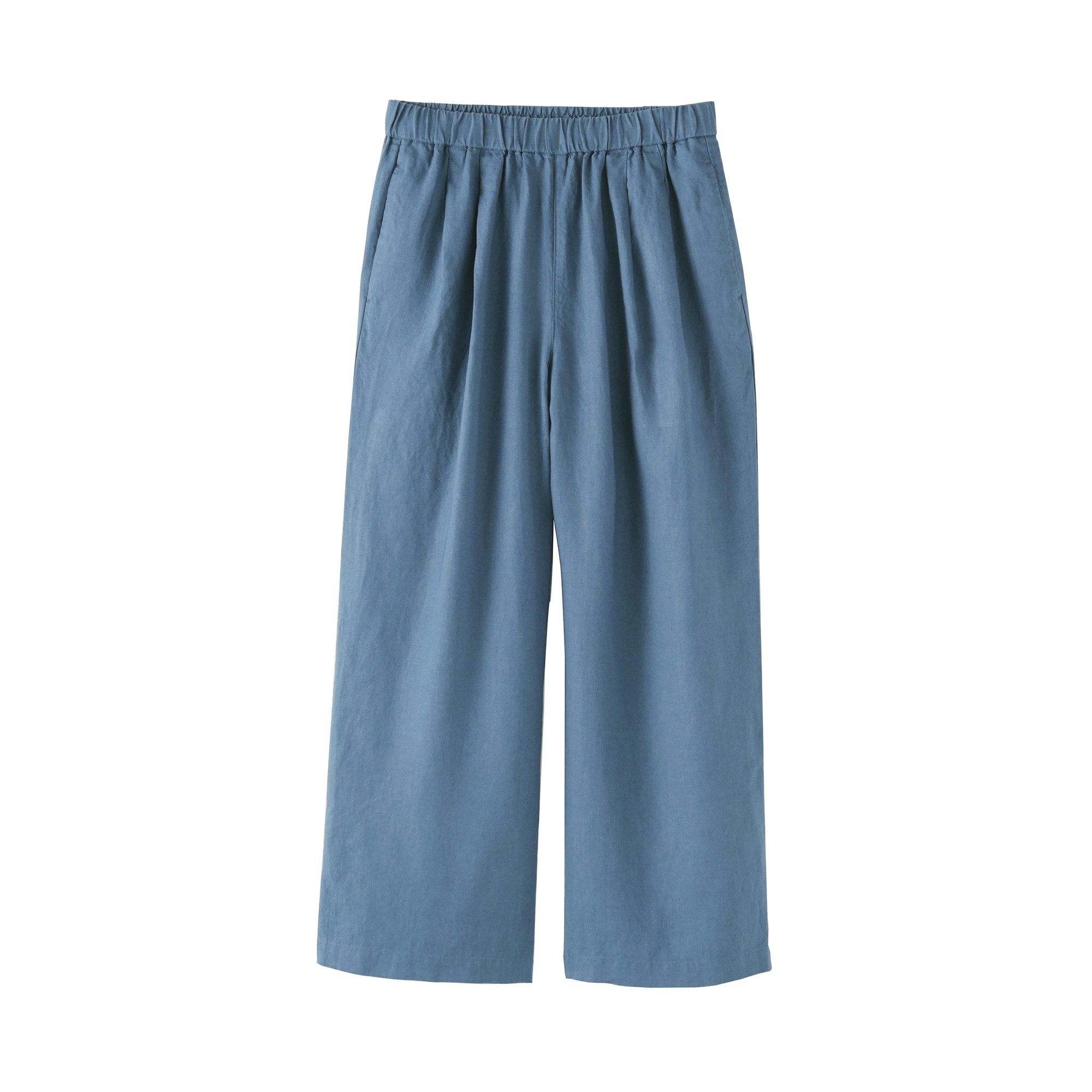 婦人　リネン　洗いざらしイージーワイドパンツ