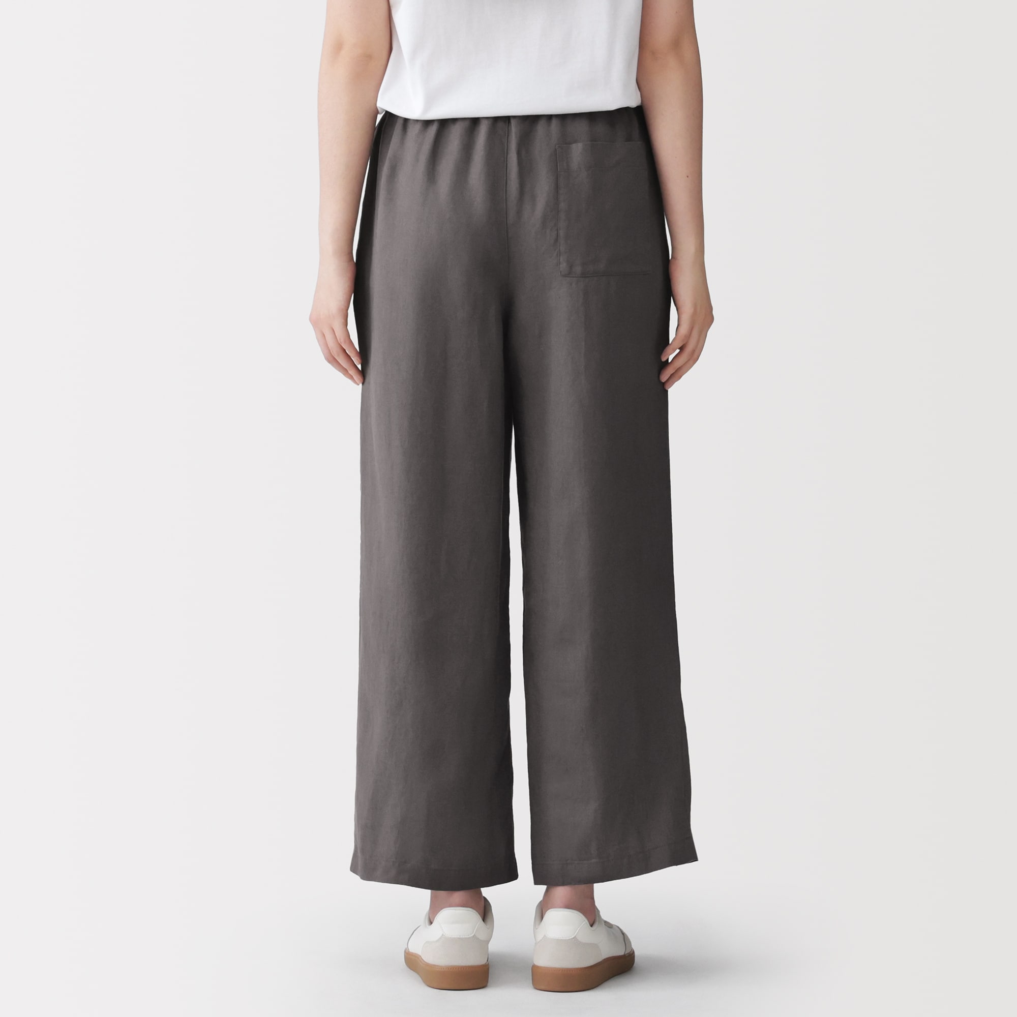 婦人　リネン　洗いざらしイージーワイドパンツ