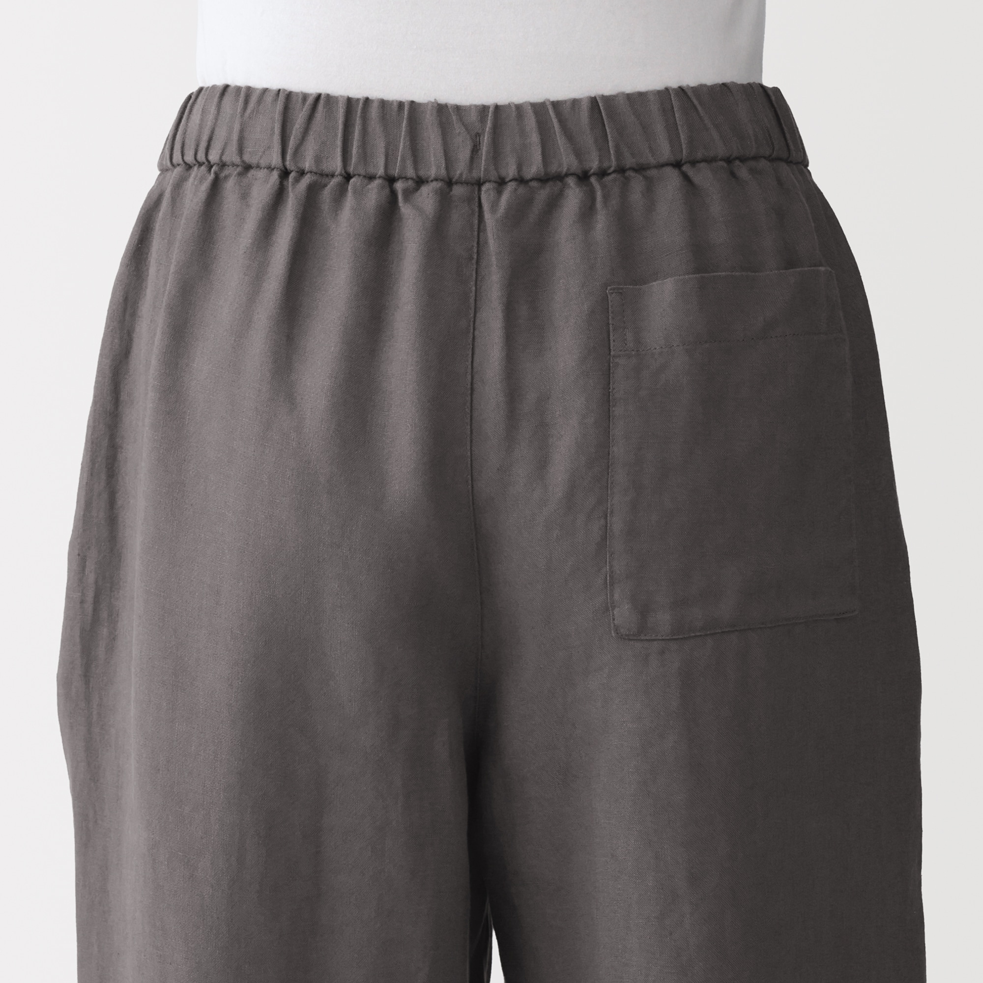 婦人　リネン　洗いざらしイージーワイドパンツ