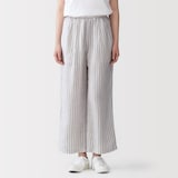 婦人　リネン　洗いざらしイージーワイドパンツ