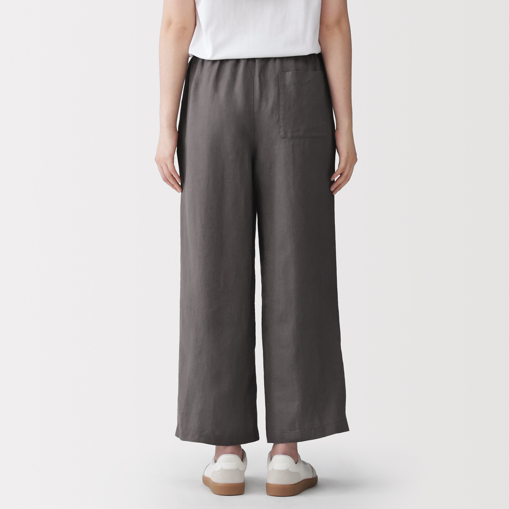 婦人　リネン　洗いざらしイージーワイドパンツ