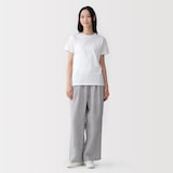 婦人　リネン　洗いざらしイージーワイドパンツ