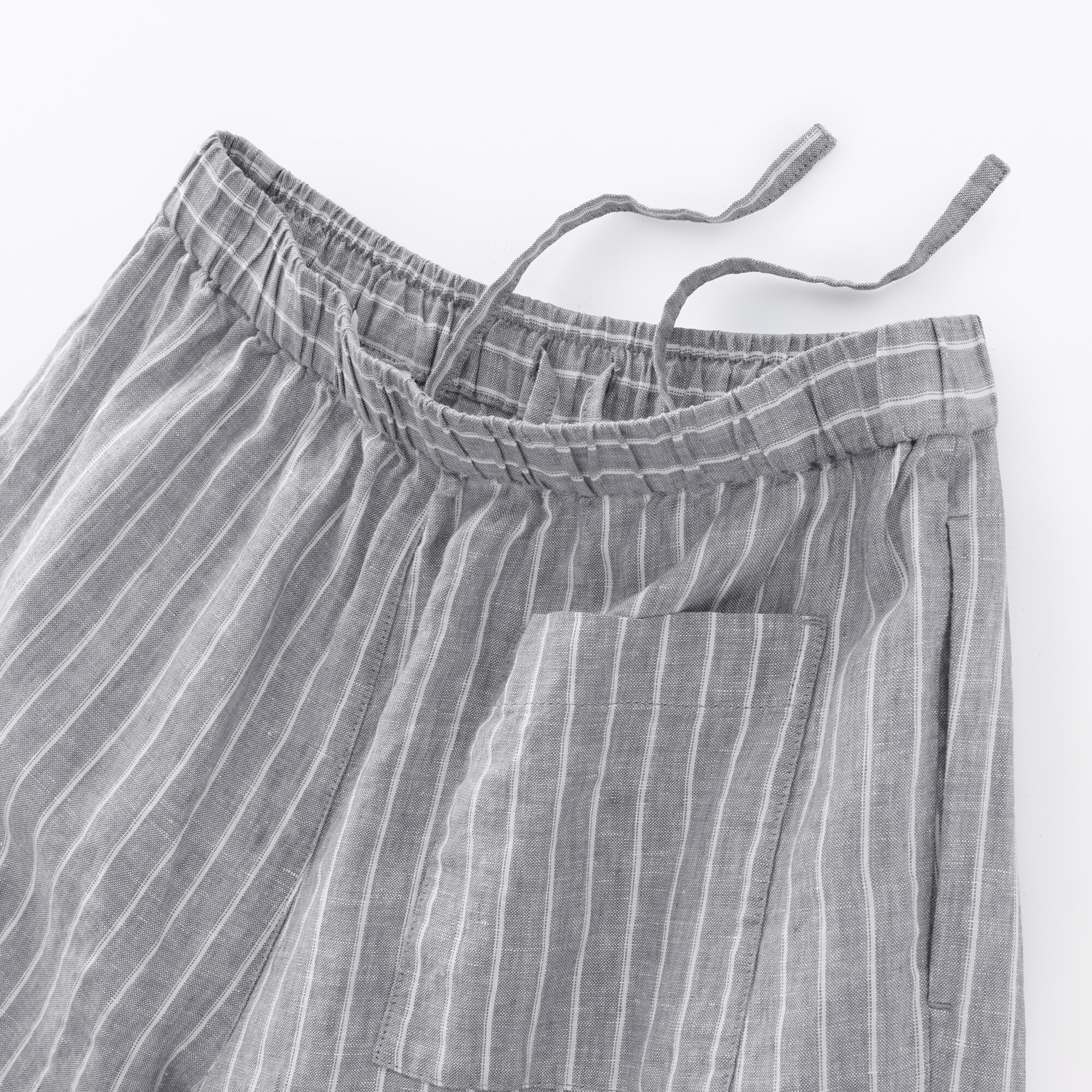 婦人　リネン　洗いざらしイージーワイドパンツ