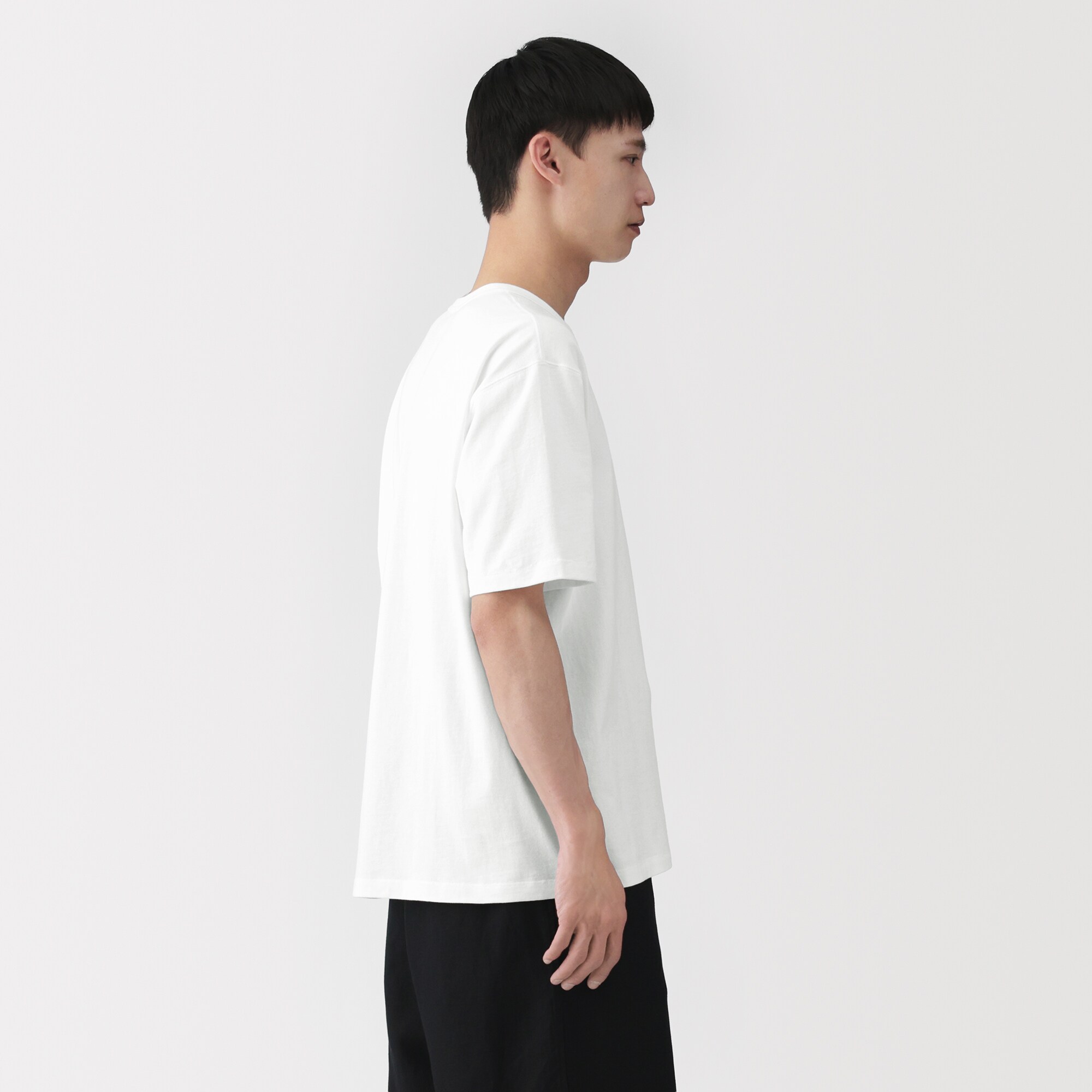 紳士　昔ながらの製法で編み立てた天竺クルーネック半袖Ｔシャツ